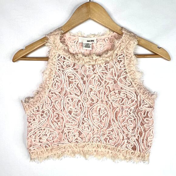 Sans Souci Pink Crochet Lace Tank Top XS/SM - Picture 1 of 7